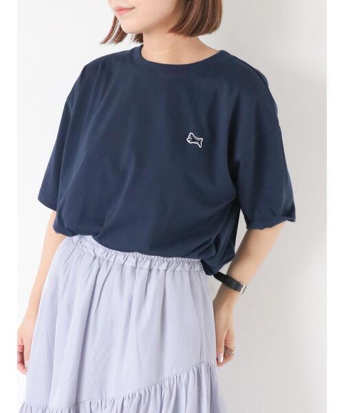 ehka sopo(エヘカソポ)の「シュナウザーワッペンTシャツ(Tシャツ/カットソー・レディース・オフホワイト/ピンク/ネイビー/グリーン・F)」の3枚目の写真