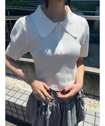 ラウンドカットパフスリーブトップス