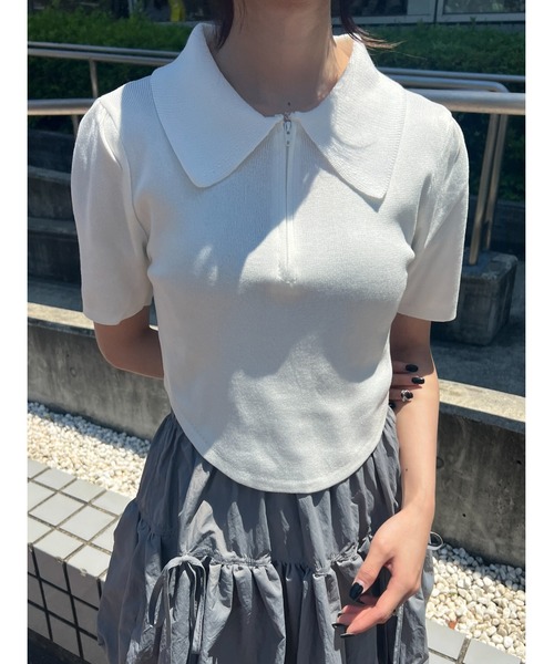 PHILLY(フィリー)の「ラウンドカットパフスリーブトップス(Tシャツ/カットソー・レディース・ブラック/ホワイト・FREE)」の11枚目の写真