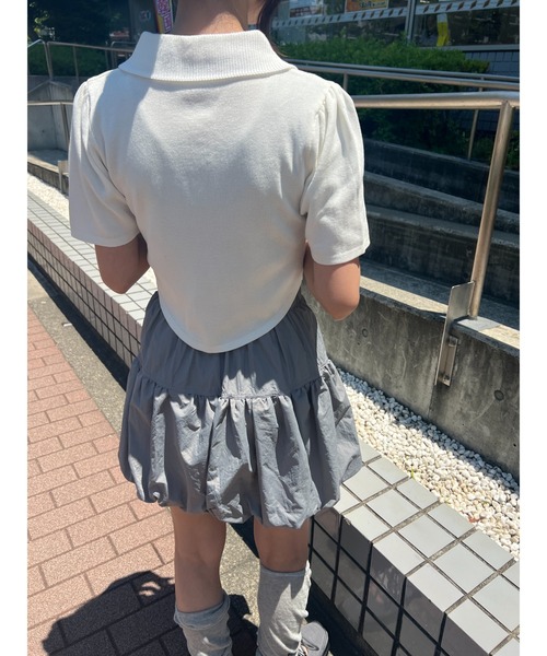 PHILLY(フィリー)の「ラウンドカットパフスリーブトップス(Tシャツ/カットソー・レディース・ブラック/ホワイト・FREE)」の8枚目の写真