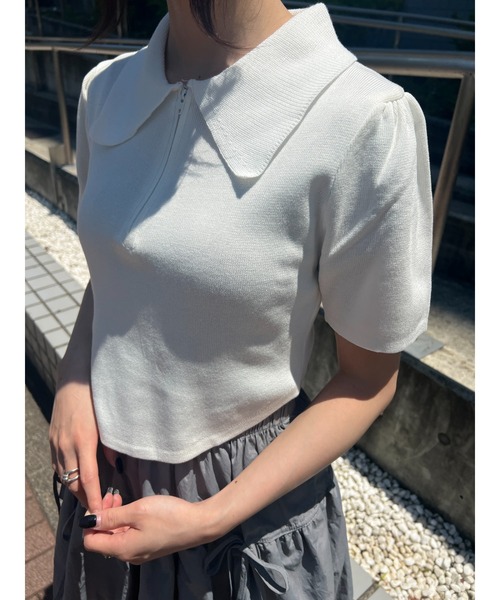 PHILLY(フィリー)の「ラウンドカットパフスリーブトップス(Tシャツ/カットソー・レディース・ブラック/ホワイト・FREE)」の7枚目の写真