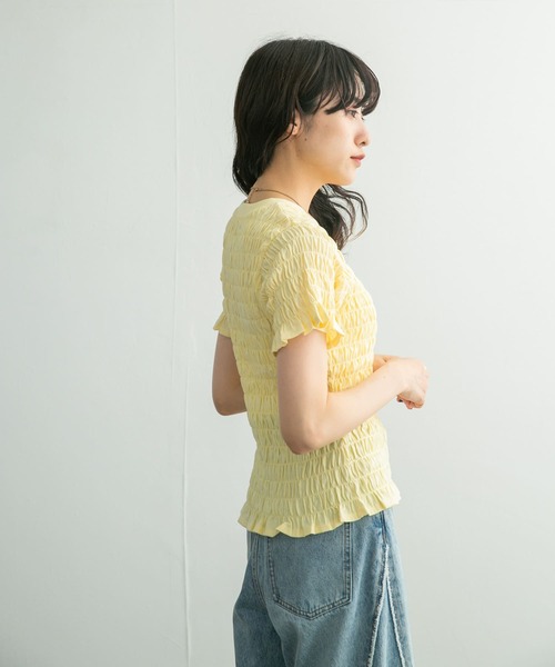 KBF（ケイビーエフ）の「シャーリングプチフリルTEE（Tシャツ/カットソー・レディース・ブルー/ピンク/イエロー・ONE）」の15枚目の写真