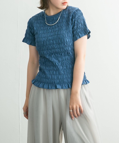 KBF（ケイビーエフ）の「シャーリングプチフリルTEE（Tシャツ/カットソー・レディース・ブルー/ピンク/イエロー・ONE）」の22枚目の写真