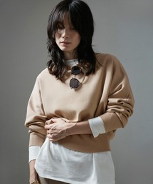SALON adam et rope'（サロン アダム エ ロペ）の「クロップドクルーネックニットプルオーバー【セットアップ対応・洗える】（スウェット・レディース）」