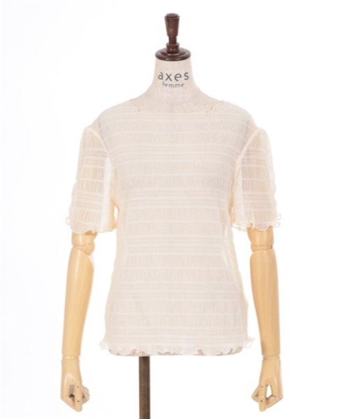 axes femme(アクシーズファム)の「袖ギャザーシアーインナー(Tシャツ/カットソー・レディース・チャコール/ブルーグリーン/キナリ/ブラック・FREE)」の14枚目の写真