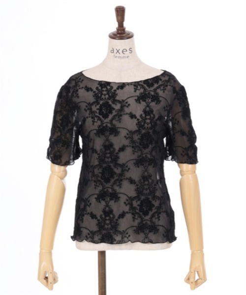 axes femme(アクシーズファム)の「袖ギャザーシアーインナー(Tシャツ/カットソー・レディース・チャコール/ブルーグリーン/キナリ/ブラック・FREE)」の21枚目の写真