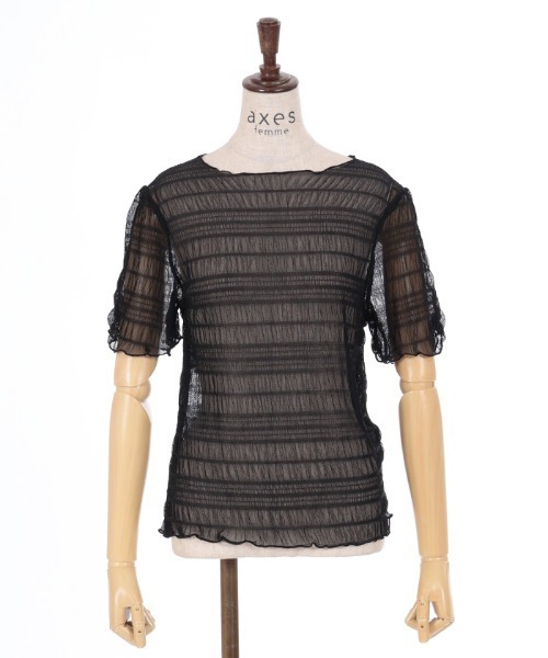 axes femme(アクシーズファム)の「袖ギャザーシアーインナー(Tシャツ/カットソー・レディース・チャコール/ブルーグリーン/キナリ/ブラック・FREE)」の6枚目の写真