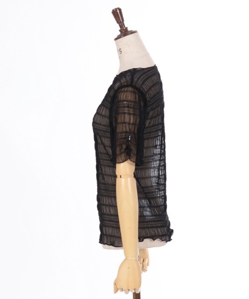 axes femme(アクシーズファム)の「袖ギャザーシアーインナー(Tシャツ/カットソー・レディース・チャコール/ブルーグリーン/キナリ/ブラック・FREE)」の7枚目の写真