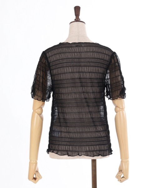 axes femme(アクシーズファム)の「袖ギャザーシアーインナー(Tシャツ/カットソー・レディース・チャコール/ブルーグリーン/キナリ/ブラック・FREE)」の8枚目の写真