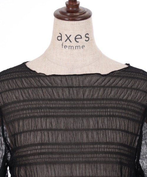 axes femme(アクシーズファム)の「袖ギャザーシアーインナー(Tシャツ/カットソー・レディース・チャコール/ブルーグリーン/キナリ/ブラック・FREE)」の9枚目の写真