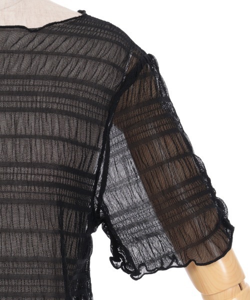 axes femme(アクシーズファム)の「袖ギャザーシアーインナー(Tシャツ/カットソー・レディース・チャコール/ブルーグリーン/キナリ/ブラック・FREE)」の12枚目の写真