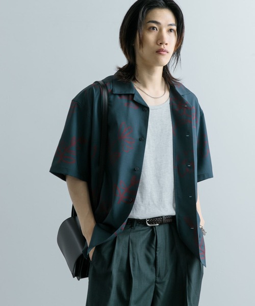 SENSE OF PLACE by URBAN RESEARCH（センスオブプレイスバイアーバンリサーチ）の「ブラックモチーフフラワーショートスリーブシャツ（シャツ/ブラウス・メンズ・パープル/ブラック/チャコールグレー・LARGE/MEDIUM）」の15枚目の写真