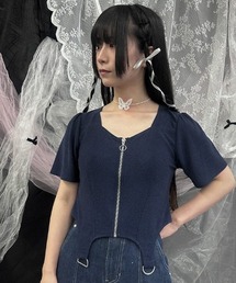 axes femme POETIQUE | ガーターデザインラメトップス(Tシャツ/カットソー)