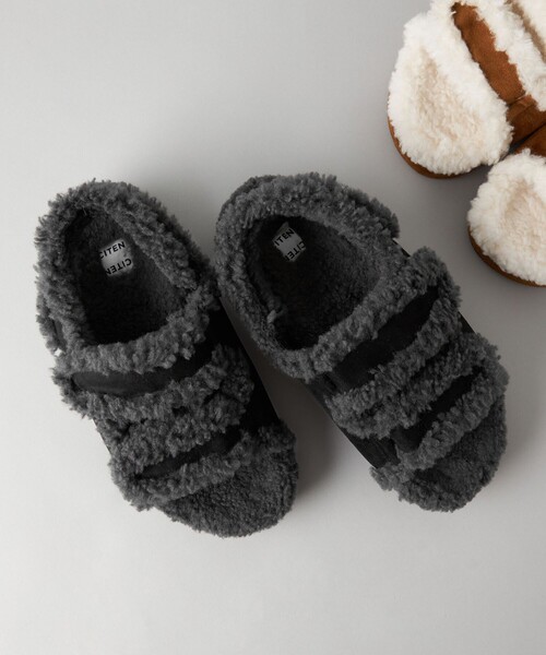 CITEN（シテン）の「＜CITEN＞ ボアサンダル（サンダル・レディース・ベージュ/ブラック・S/M/L）」の6枚目の写真