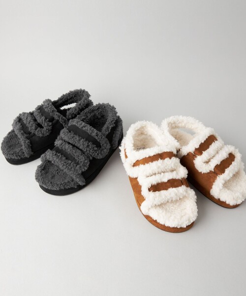 CITEN（シテン）の「＜CITEN＞ ボアサンダル（サンダル・レディース・ベージュ/ブラック・S/M/L）」の9枚目の写真