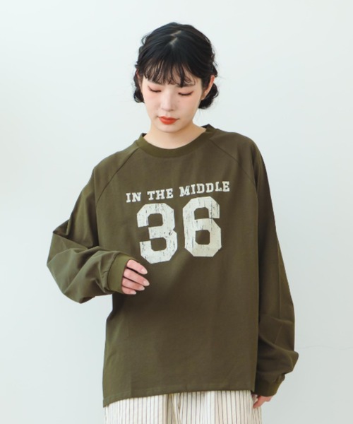 eLur(エラー)の「36 ナンバリングロンT(Tシャツ/カットソー・レディース・アイボリー/カーキ・FREE)」の13枚目の写真