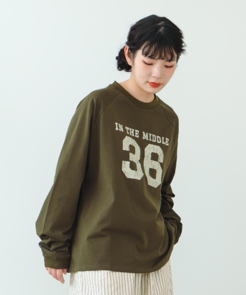 eLur(エラー)の「36 ナンバリングロンT(Tシャツ/カットソー・レディース・アイボリー/カーキ・FREE)」の14枚目の写真