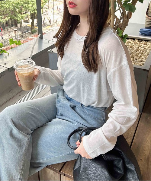 INGNI（イング）の「【WEB限定】シアートップス（Tシャツ/カットソー・レディース・グレー/オフホワイト/ブラック/ピンク・M）」の5枚目の写真