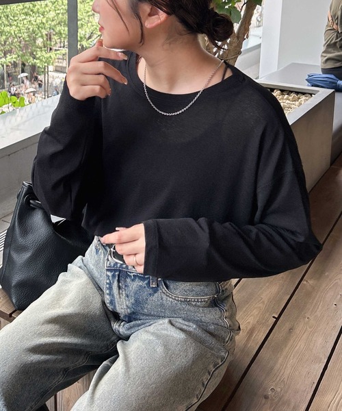 INGNI（イング）の「【WEB限定】シアートップス（Tシャツ/カットソー・レディース・グレー/オフホワイト/ブラック/ピンク・M）」の13枚目の写真