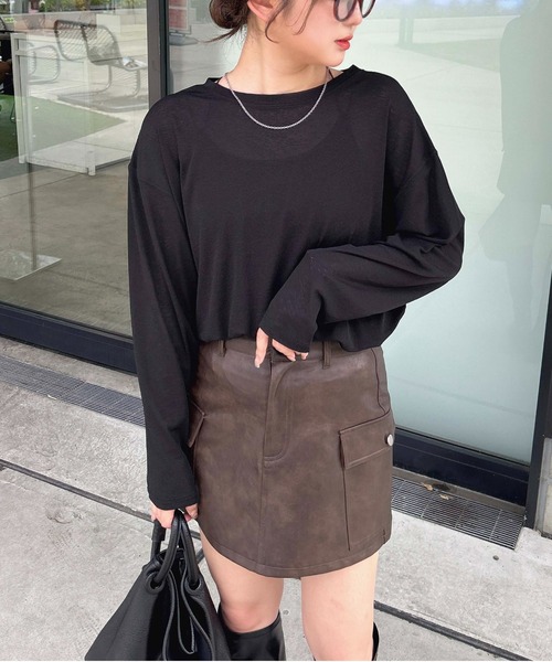 INGNI（イング）の「【WEB限定】シアートップス（Tシャツ/カットソー・レディース・グレー/オフホワイト/ブラック/ピンク・M）」の19枚目の写真