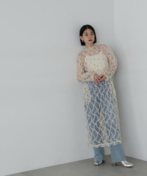 N.（N. Natural Beauty Basic）（エヌエヌナチュラルビューティーベーシック）の「◆オーガンジーオーバーワンピース（ワンピース・レディース・ブラック/クリーム・MEDIUM）」の22枚目の写真