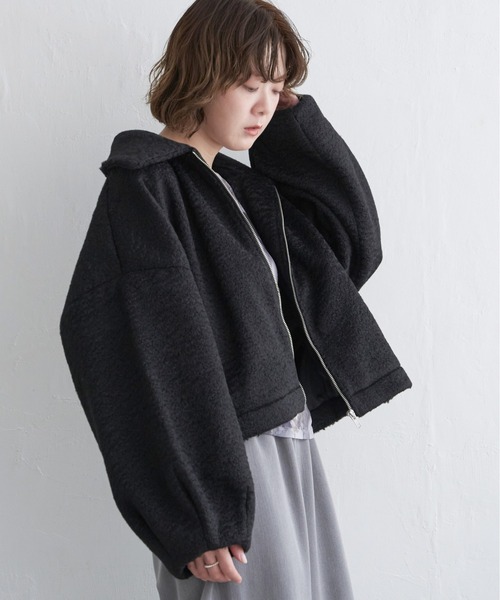 notch.（ノッチ）の「シープボアジップジャケット（その他アウター・レディース・ブラック/モカ/オフホワイト・M）」の3枚目の写真