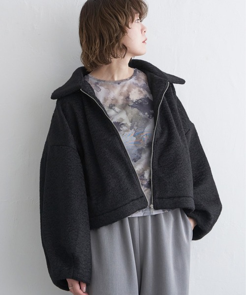 notch.（ノッチ）の「シープボアジップジャケット（その他アウター・レディース・ブラック/モカ/オフホワイト・M）」の4枚目の写真