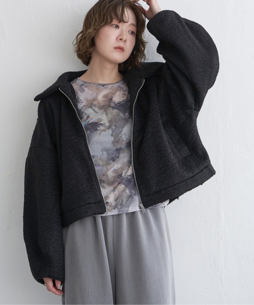 notch.（ノッチ）の「シープボアジップジャケット（その他アウター・レディース・ブラック/モカ/オフホワイト・M）」の5枚目の写真