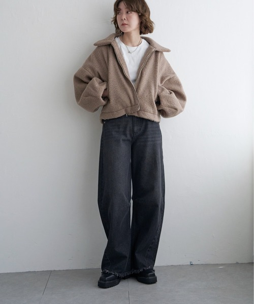 notch.（ノッチ）の「シープボアジップジャケット（その他アウター・レディース・ブラック/モカ/オフホワイト・M）」の16枚目の写真