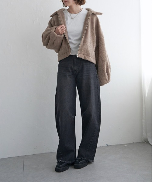 notch.（ノッチ）の「シープボアジップジャケット（その他アウター・レディース・ブラック/モカ/オフホワイト・M）」の19枚目の写真