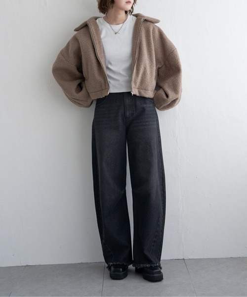 notch.（ノッチ）の「シープボアジップジャケット（その他アウター・レディース・ブラック/モカ/オフホワイト・M）」の18枚目の写真