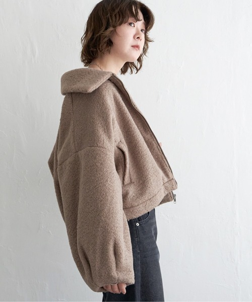 notch.（ノッチ）の「シープボアジップジャケット（その他アウター・レディース・ブラック/モカ/オフホワイト・M）」の13枚目の写真