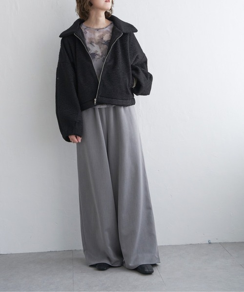 notch.（ノッチ）の「シープボアジップジャケット（その他アウター・レディース・ブラック/モカ/オフホワイト・M）」の10枚目の写真