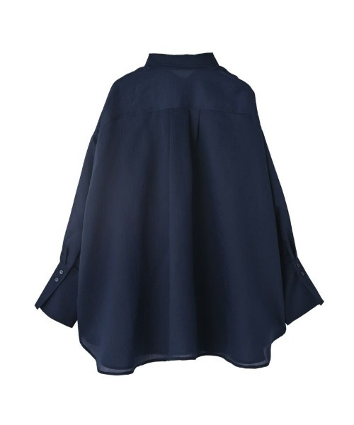 STYLE DELI(スタイルデリ)の「【BLK001】ラメ&ストライプシアーシャツ(シャツ/ブラウス・レディース・グレー/オフホワイト/ベージュ/ネイビー・FREE)」の12枚目の写真