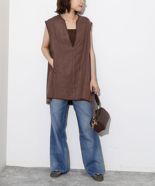 slobe iena ノースリーブ ベスト ツイード フリンジ定価20,900 slobe