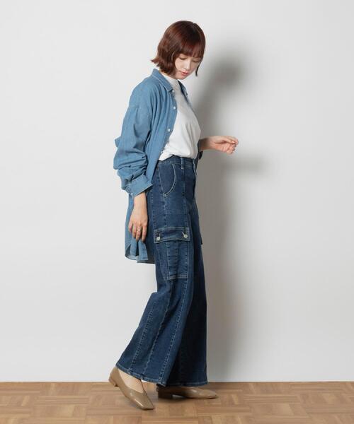 SOMETHING(サムシング)の「SOMETHING(サムシング)【レディース】「LISA」カーゴワイドパンツ(デニムパンツ・レディース・ダークインディゴブルー・XS/S/M)」の21枚目の写真