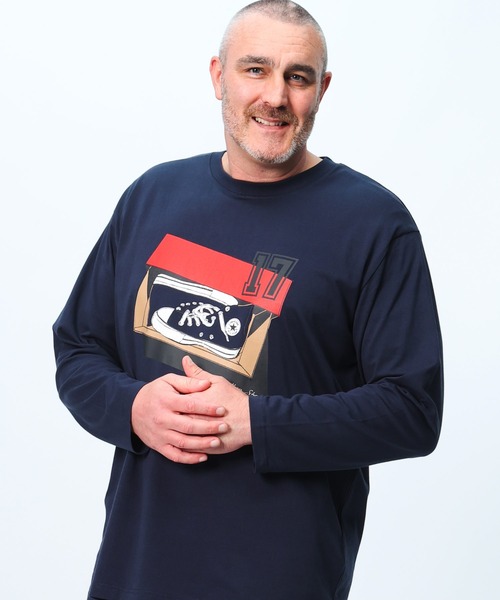 CONVERSE(コンバース)の「コンバース 長袖 Tシャツ ロンT(Tシャツ/カットソー・メンズ・ネイビー/ホワイト/グリーン/ブラック・3L/4L/5L)」の4枚目の写真