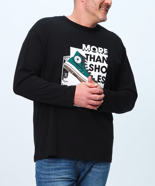 CONVERSE(コンバース)の「コンバース 長袖 Tシャツ ロンT(Tシャツ/カットソー・メンズ・ネイビー/ホワイト/グリーン/ブラック・3L/4L/5L)」の3枚目の写真