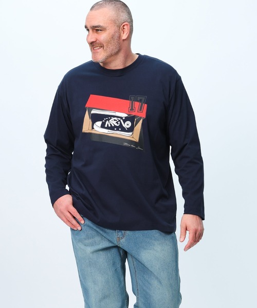 CONVERSE(コンバース)の「コンバース 長袖 Tシャツ ロンT(Tシャツ/カットソー・メンズ・ネイビー/ホワイト/グリーン/ブラック・3L/4L/5L)」の14枚目の写真