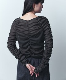 sheer gathered jersey top