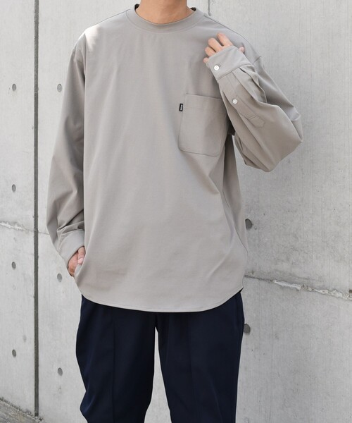 SHIPS any（シップス エニィ）の「SHIPS any: SORONA(R) ストレッチ ジャージー ポケット Tシャツ (ロンT)◇（Tシャツ/カットソー・メンズ・ベージュ/ダークグレー/ブラック/ホワイト・X-LARGE/LARGE/MEDIUM/SMALL）」の4枚目の写真