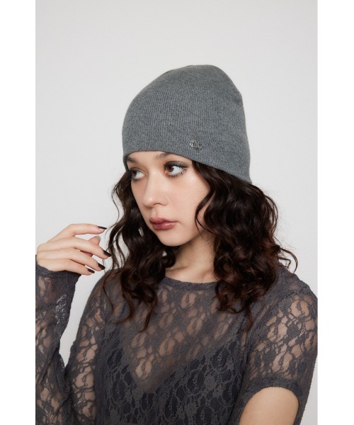 LAGUA GEM（ラグアジェム）の「METAL MOTIF ビーニー（ニットキャップ/ビーニー・レディース・ブラック/カーキ/杢グレー・FREE）」の3枚目の写真
