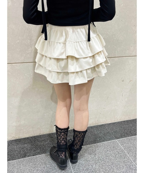 PHILLY(フィリー)の「【PHILLY】ベロア3段フリルミニスカート(スカート・レディース・ブラック/アイボリー・FREE)」の15枚目の写真