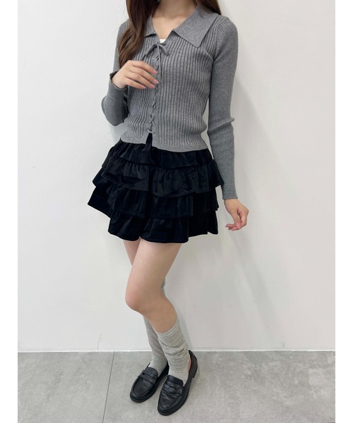 PHILLY(フィリー)の「【PHILLY】ベロア3段フリルミニスカート(スカート・レディース・ブラック/アイボリー・FREE)」の19枚目の写真