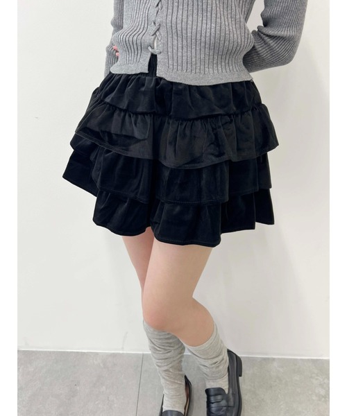 PHILLY(フィリー)の「【PHILLY】ベロア3段フリルミニスカート(スカート・レディース・ブラック/アイボリー・FREE)」の20枚目の写真