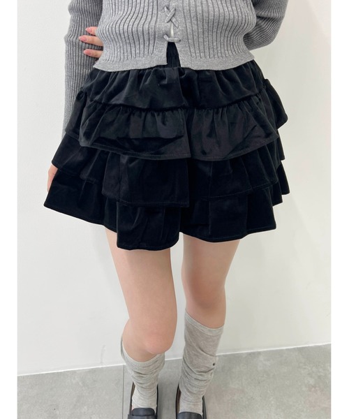 PHILLY(フィリー)の「【PHILLY】ベロア3段フリルミニスカート(スカート・レディース・ブラック/アイボリー・FREE)」の21枚目の写真