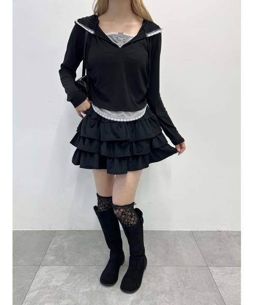 PHILLY】ベロア3段フリルミニスカート（スカート）｜PHILLY（フィリー