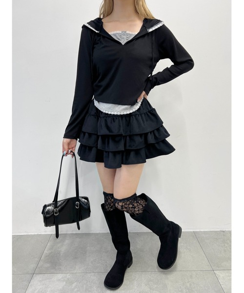 PHILLY】ベロア3段フリルミニスカート（スカート）｜PHILLY（フィリー