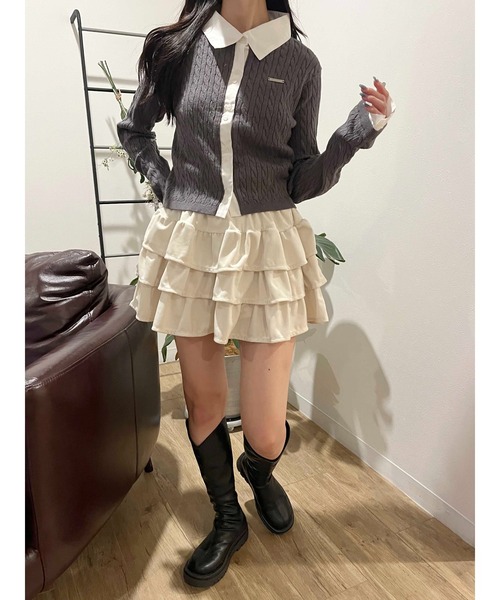 PHILLY】ベロア3段フリルミニスカート（スカート）｜PHILLY（フィリー