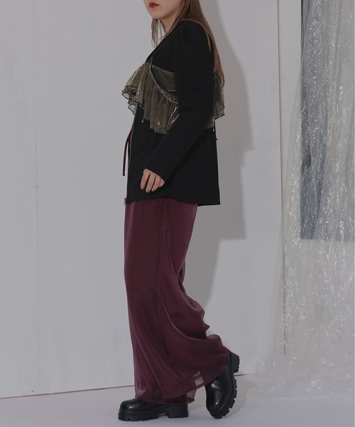 Ezick（エジック）の「Code Designシアーレイヤードワイドパンツ（その他パンツ・レディース・ボルドー/グレー/ブラック・FREE）」の17枚目の写真